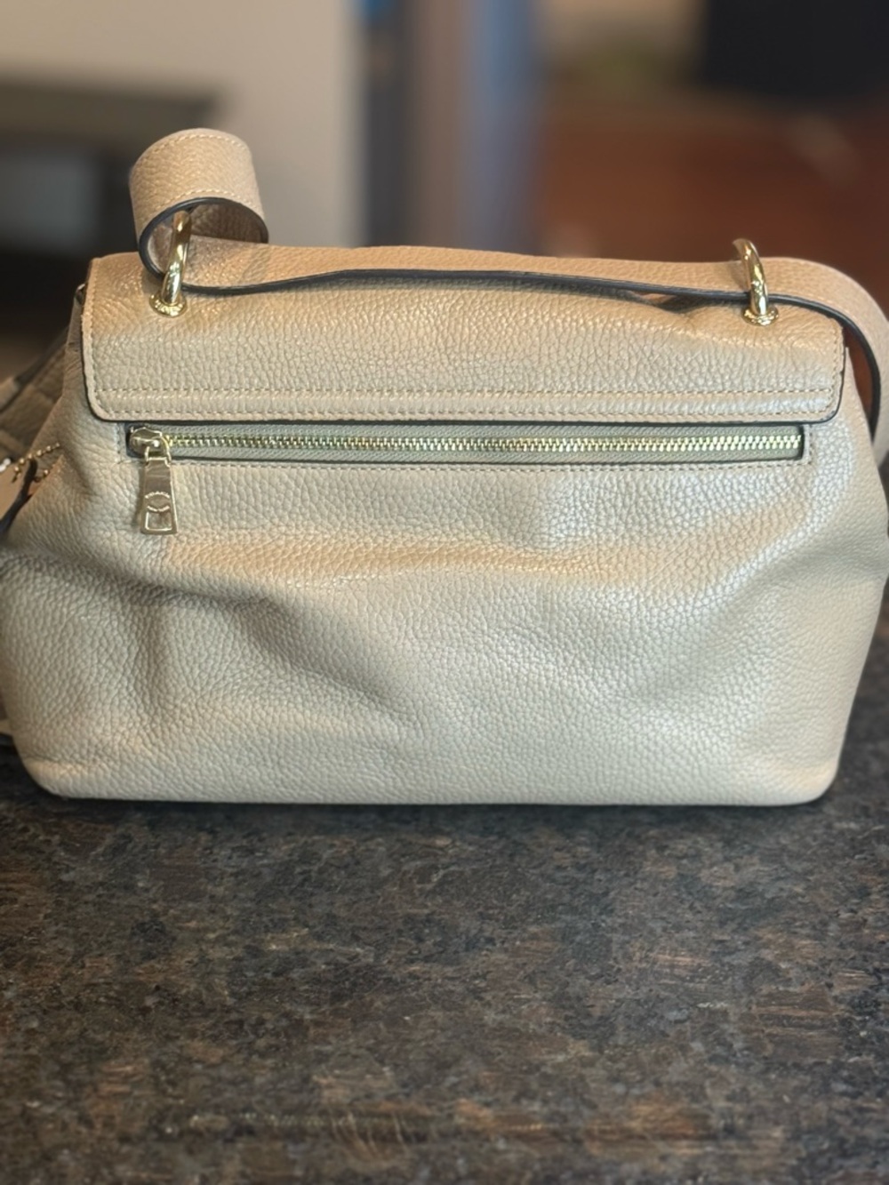 Coach Beige Pebbled Leather Crossbody with Floral Studs - Picture 7 of 15